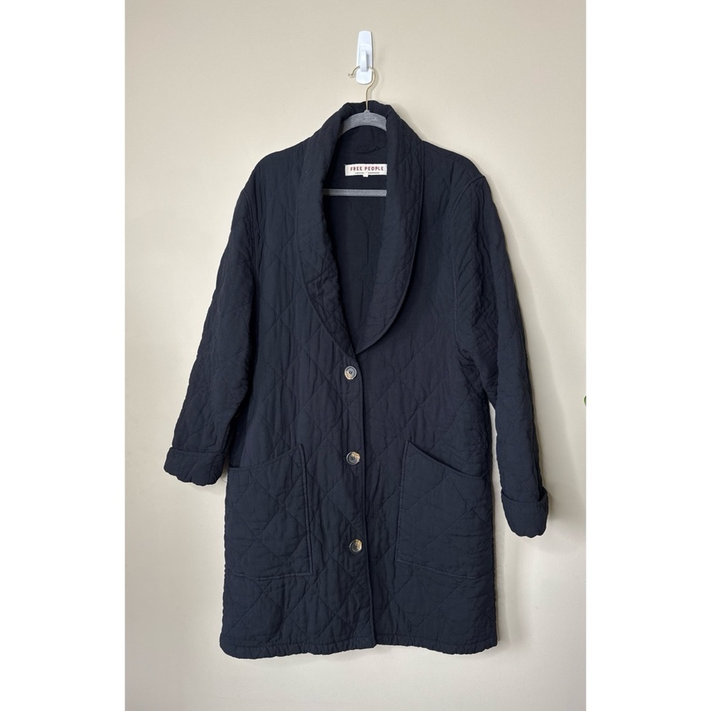 Free People Happy Day Dreamer Quilted Jacket in Black Size Large - Picture 2 of 7